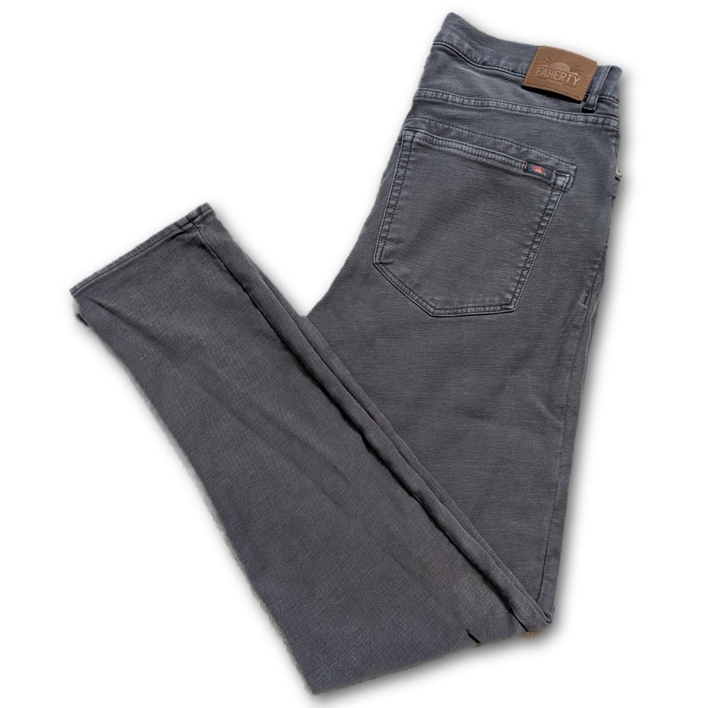 Faherty Mens Jeans Gray 31x30 Huckberry Denim Stretch Slim Straight Dark W31